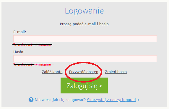 przywracanie dostepu